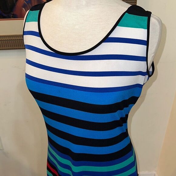 Calvin Klein Striped Multicolor Sleeveless Dress Size 12 - Picture 4 of 10